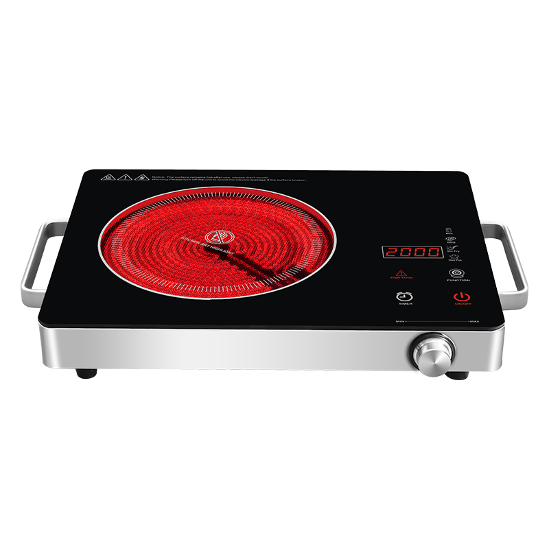 A13A Portable Electric Hob, 1200W Electric Infrared Single Burner for Kitchen Camping RV Office, Ceramic Glass Single Hot Plates